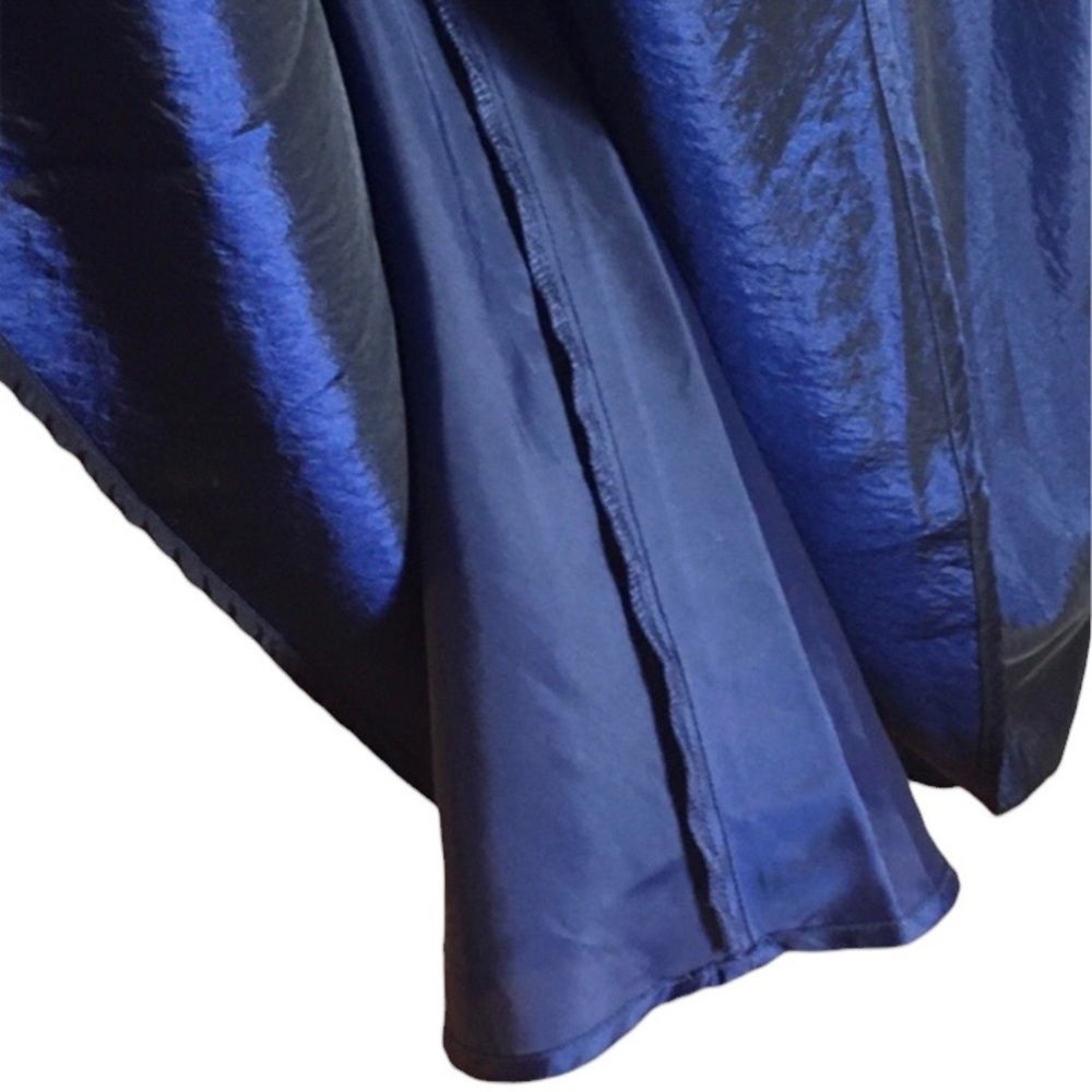 Evan-Picone Shimmering Sapphire Blue Ruffled Collar Wrap Dress - Picture 4 of 6
